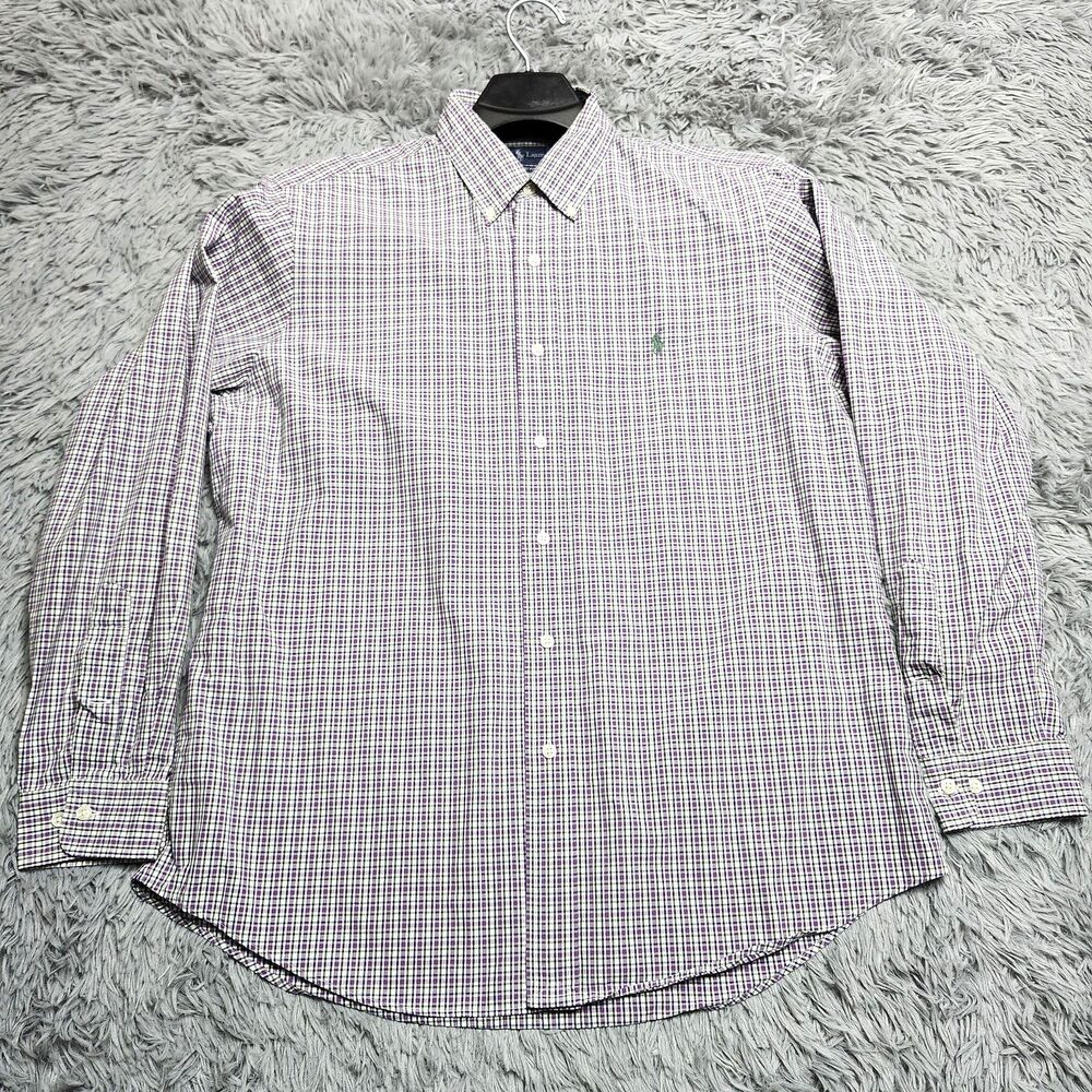 Ralph Lauren Shirt Mens 16.5 Large Plaid Custom Fit‎ Button Down Dress Shirt